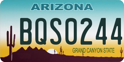 AZ license plate BQS0244