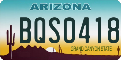 AZ license plate BQS0418