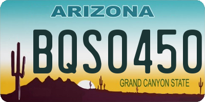 AZ license plate BQS0450