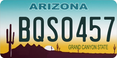 AZ license plate BQS0457
