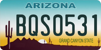 AZ license plate BQS0531