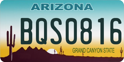 AZ license plate BQS0816