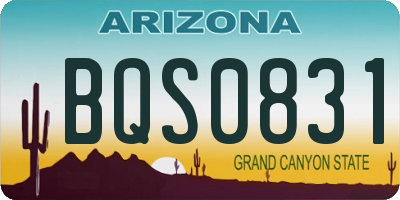 AZ license plate BQS0831