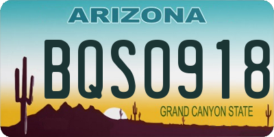 AZ license plate BQS0918