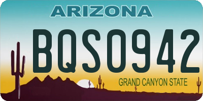 AZ license plate BQS0942