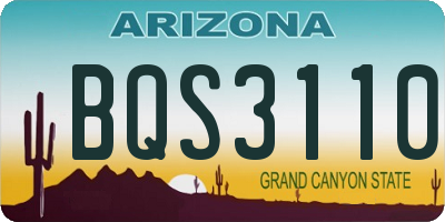 AZ license plate BQS3110