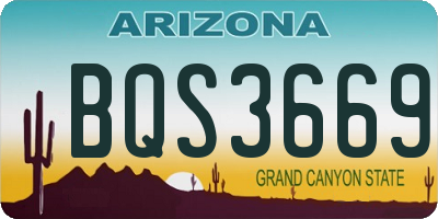 AZ license plate BQS3669