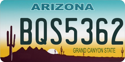 AZ license plate BQS5362