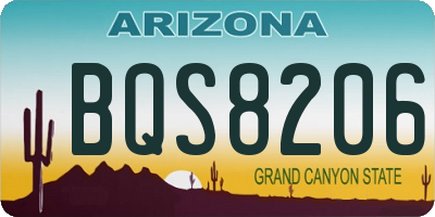 AZ license plate BQS8206