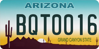 AZ license plate BQT0016