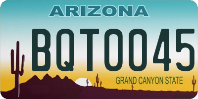 AZ license plate BQT0045