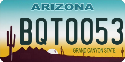 AZ license plate BQT0053