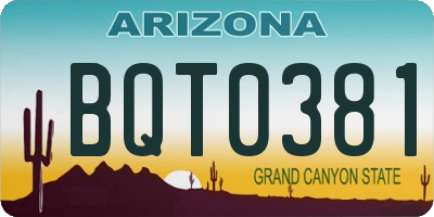 AZ license plate BQT0381