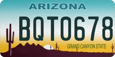 AZ license plate BQT0678