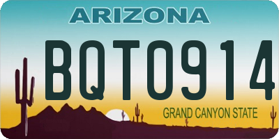 AZ license plate BQT0914