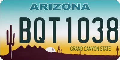 AZ license plate BQT1038