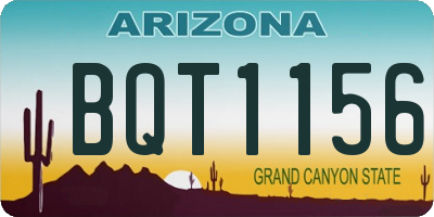 AZ license plate BQT1156