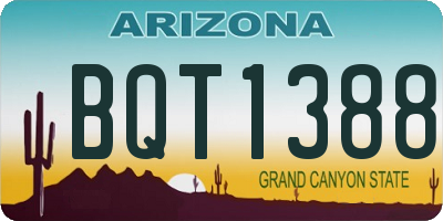 AZ license plate BQT1388