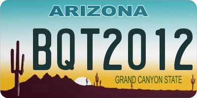 AZ license plate BQT2012
