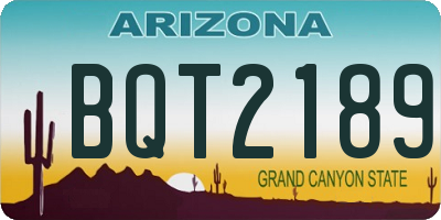 AZ license plate BQT2189