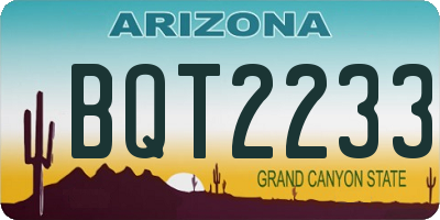 AZ license plate BQT2233