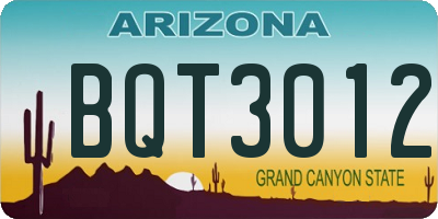 AZ license plate BQT3012