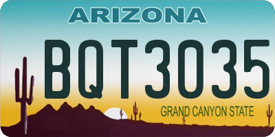 AZ license plate BQT3035