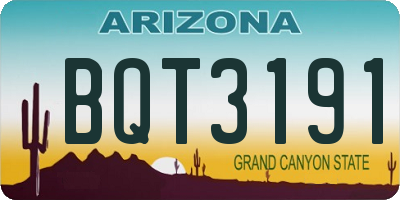 AZ license plate BQT3191