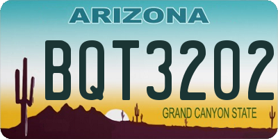 AZ license plate BQT3202