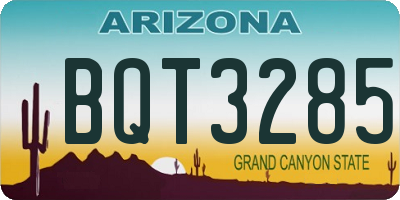 AZ license plate BQT3285