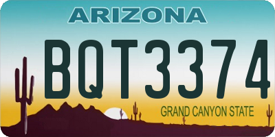 AZ license plate BQT3374