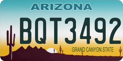 AZ license plate BQT3492