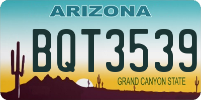 AZ license plate BQT3539