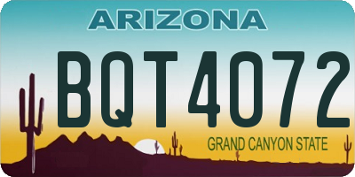 AZ license plate BQT4072