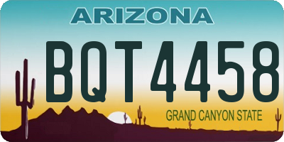 AZ license plate BQT4458