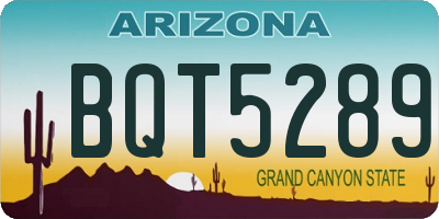 AZ license plate BQT5289