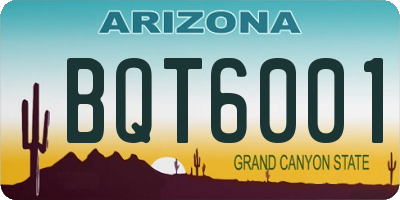 AZ license plate BQT6001