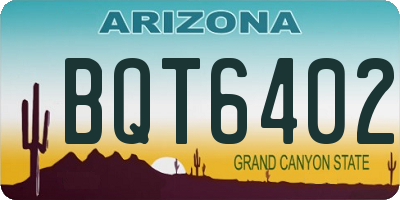 AZ license plate BQT6402