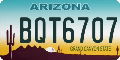 AZ license plate BQT6707