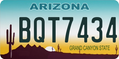 AZ license plate BQT7434