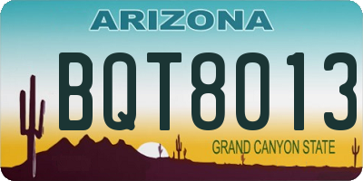 AZ license plate BQT8013