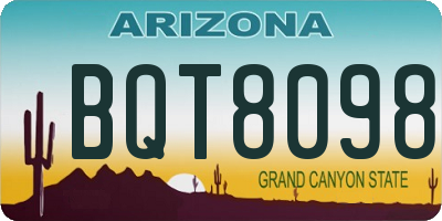 AZ license plate BQT8098