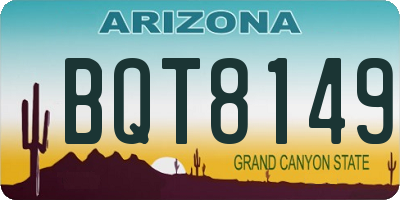 AZ license plate BQT8149