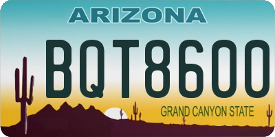 AZ license plate BQT8600