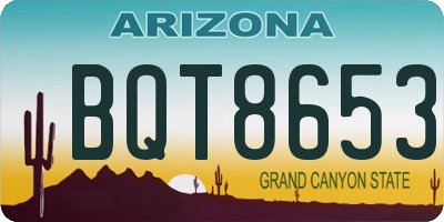 AZ license plate BQT8653