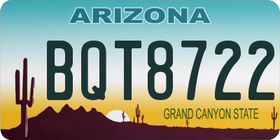 AZ license plate BQT8722
