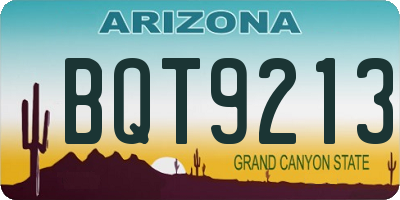 AZ license plate BQT9213