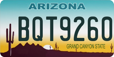 AZ license plate BQT9260