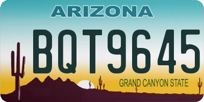 AZ license plate BQT9645
