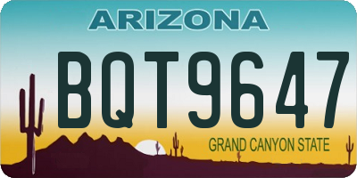 AZ license plate BQT9647